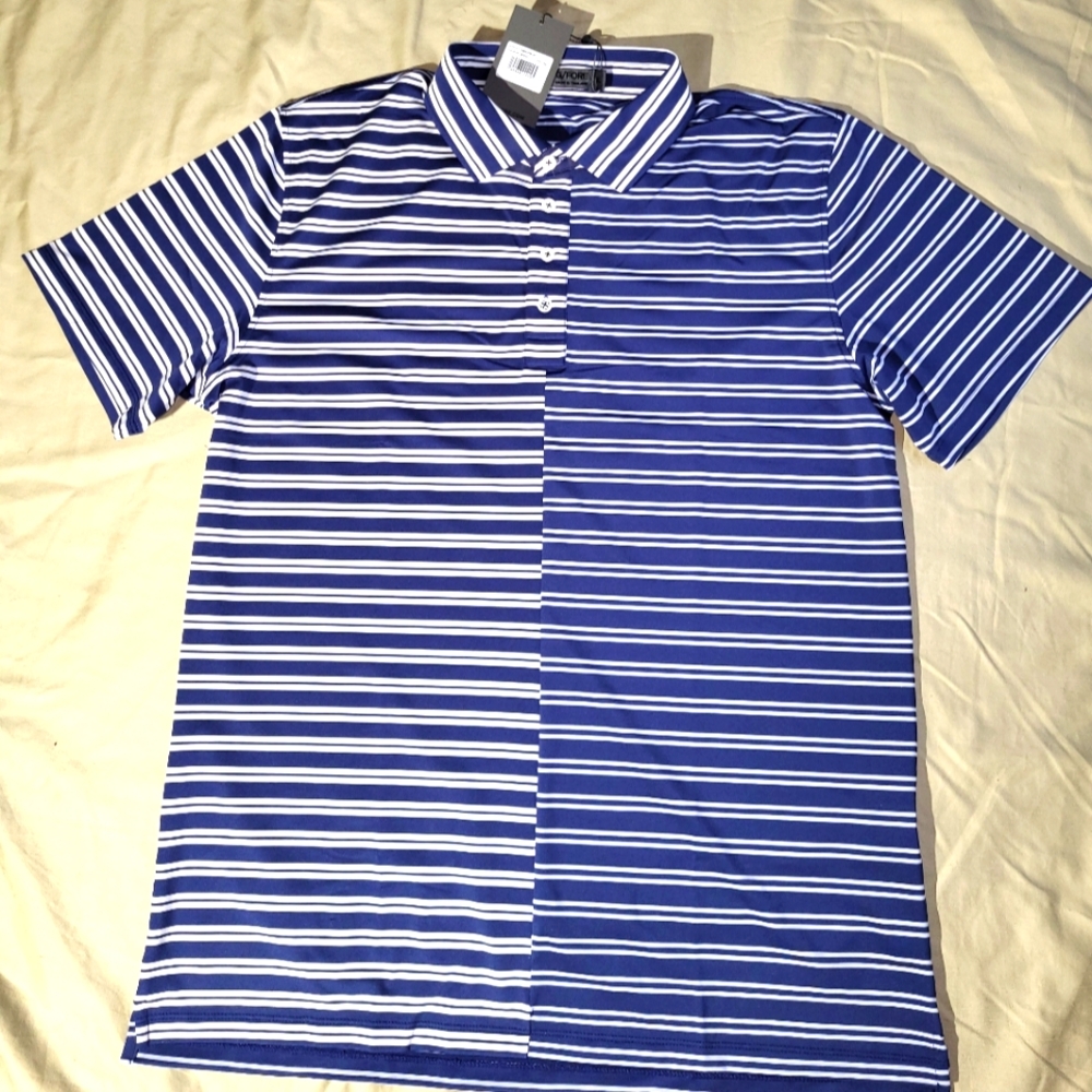 G/FORE Offset Blue and White Striped Men's Polo Shirt Size XL NWT - Picture 3 of 7